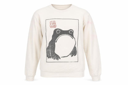 Stanley/Stella Women Ivory Cotton Pullover XS Frog Print Jumper