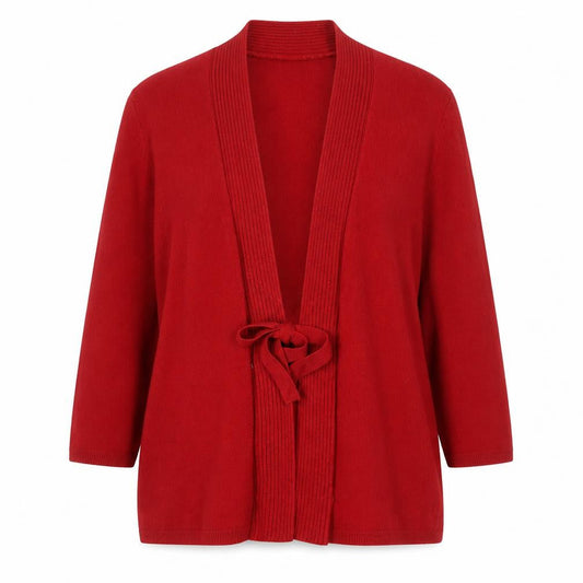 Eastex Women’s Red Tie Front Knit Cardigan UK 14 3/4 Sleeve