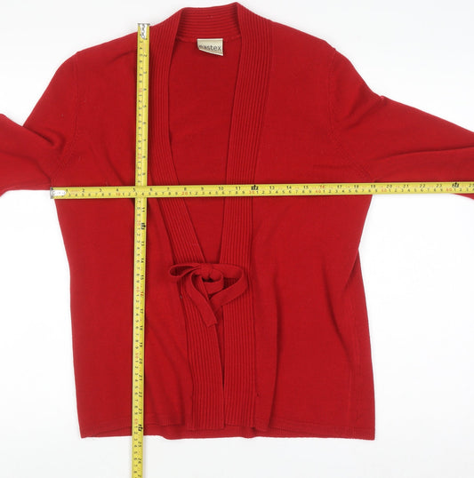 Eastex Women’s Red Tie Front Knit Cardigan UK 14 3/4 Sleeve