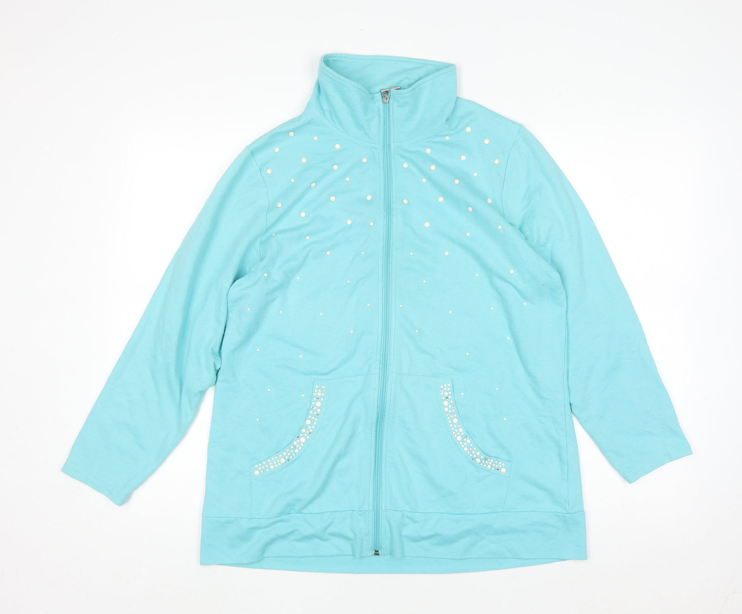 Womens UK Size M Quacker Factory Blue Full Zip Sweatshirt
