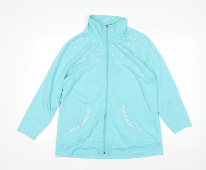 Womens UK Size M Quacker Factory Blue Full Zip Sweatshirt