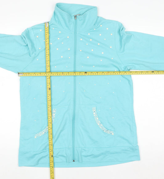 Womens UK Size M Quacker Factory Blue Full Zip Sweatshirt
