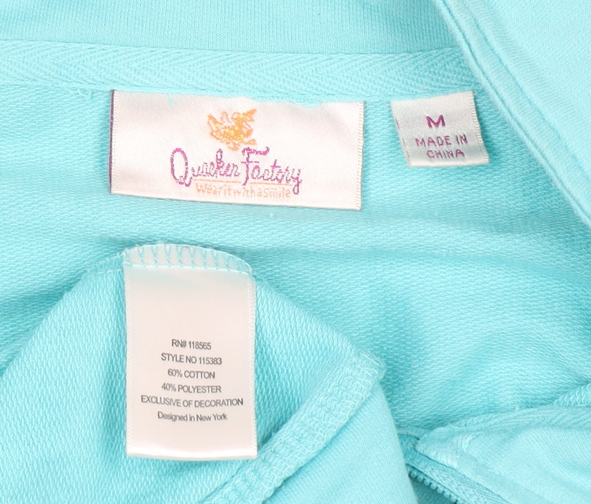 Womens UK Size M Quacker Factory Blue Full Zip Sweatshirt