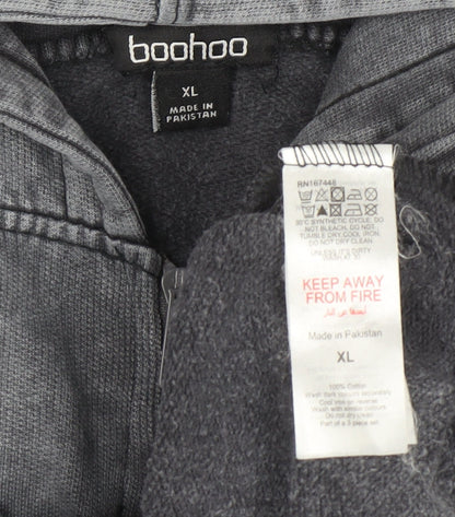 Womens UK Size XL Boohoo Grey Full Zip Hoodie