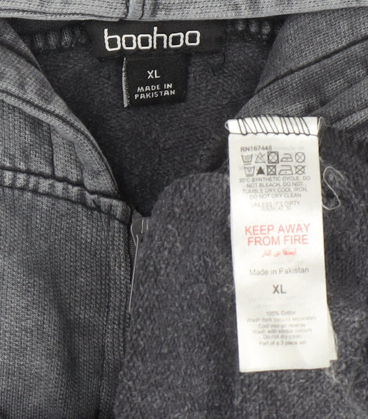Womens UK Size XL Boohoo Grey Full Zip Hoodie