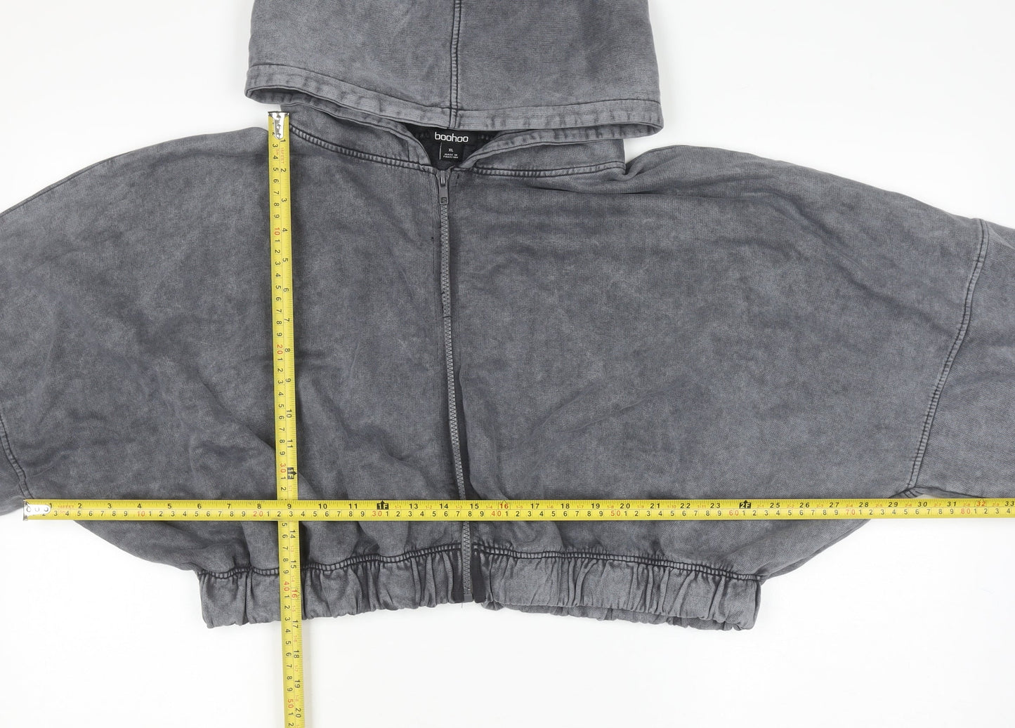 Womens UK Size XL Boohoo Grey Full Zip Hoodie