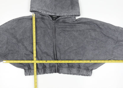 Womens UK Size XL Boohoo Grey Full Zip Hoodie