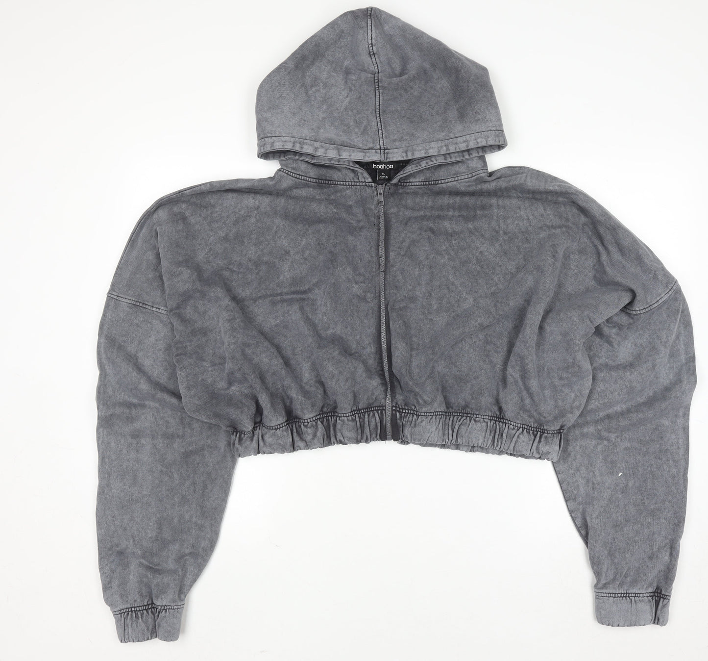 Womens UK Size XL Boohoo Grey Full Zip Hoodie