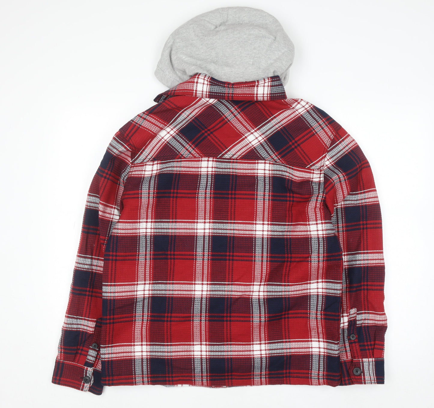 Next Boys Red Check Flannel Hooded Shirt Jacket 14 Years