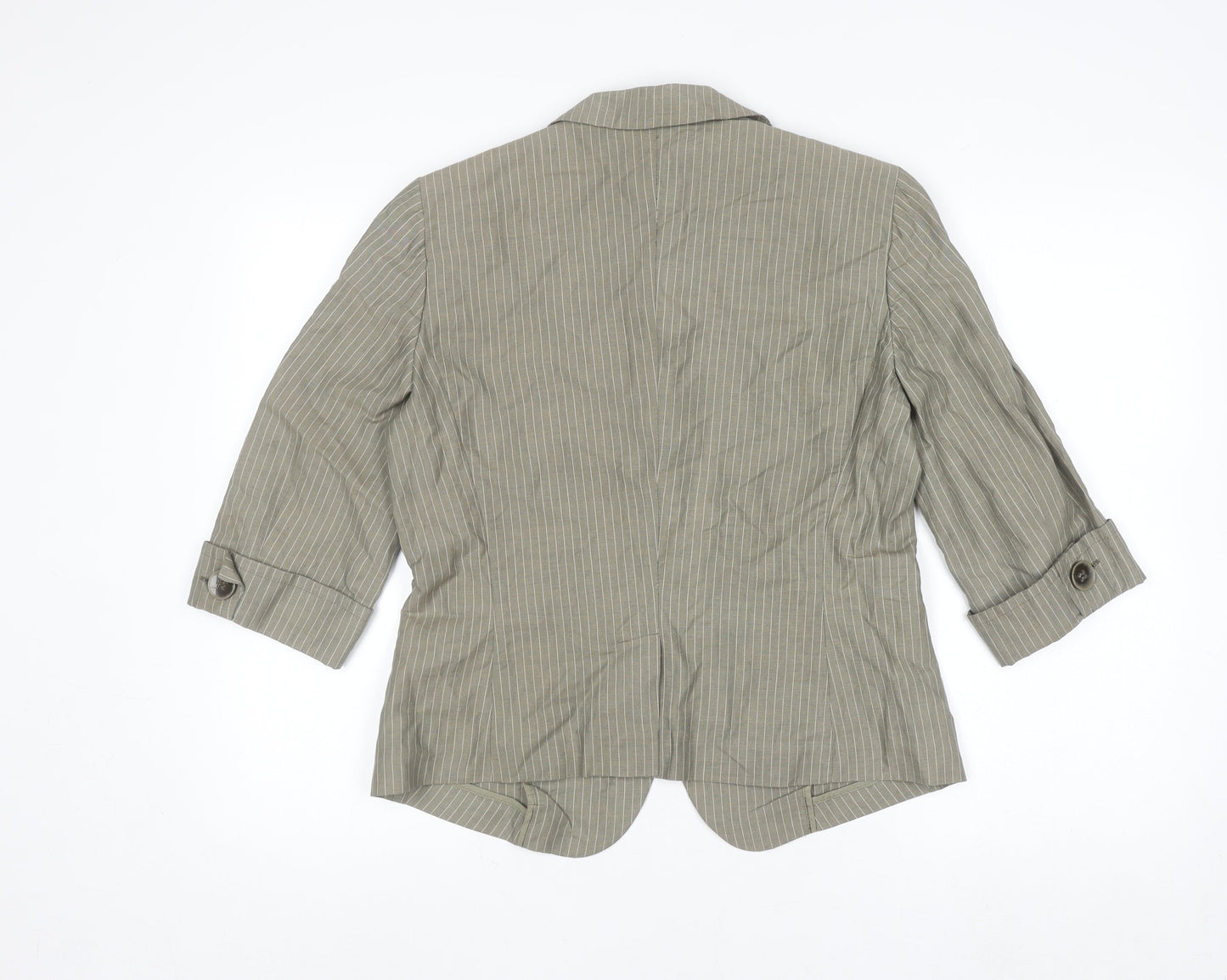 Max Mara Weekend Women Grey Striped Linen Blazer Size 12