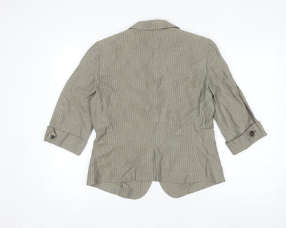 Max Mara Weekend Women Grey Striped Linen Blazer Size 12