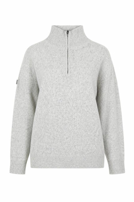 Superdry Women’s Grey Wool Blend 1/4 Zip High Neck Jumper Size L