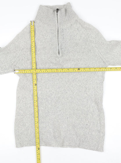 Superdry Women’s Grey Wool Blend 1/4 Zip High Neck Jumper Size L