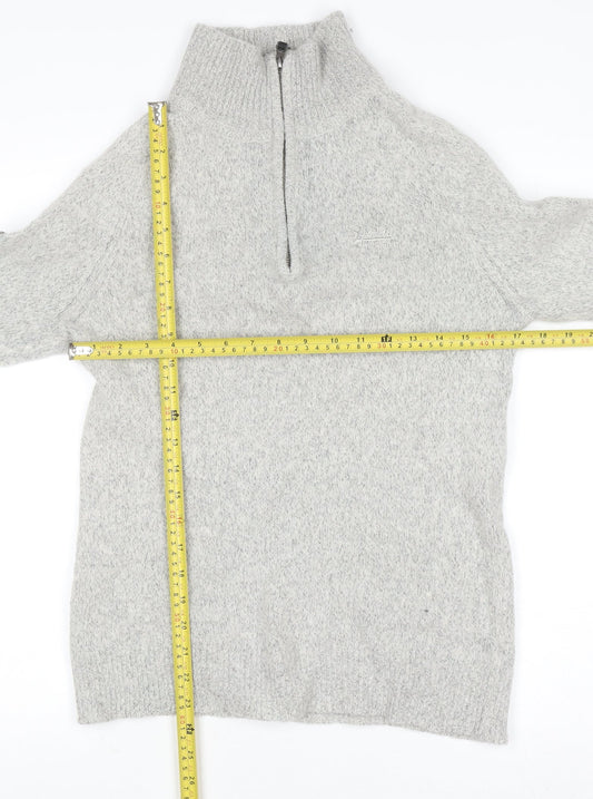 Superdry Women’s Grey Wool Blend 1/4 Zip High Neck Jumper Size L