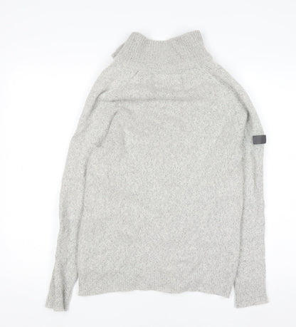 Superdry Women’s Grey Wool Blend 1/4 Zip High Neck Jumper Size L
