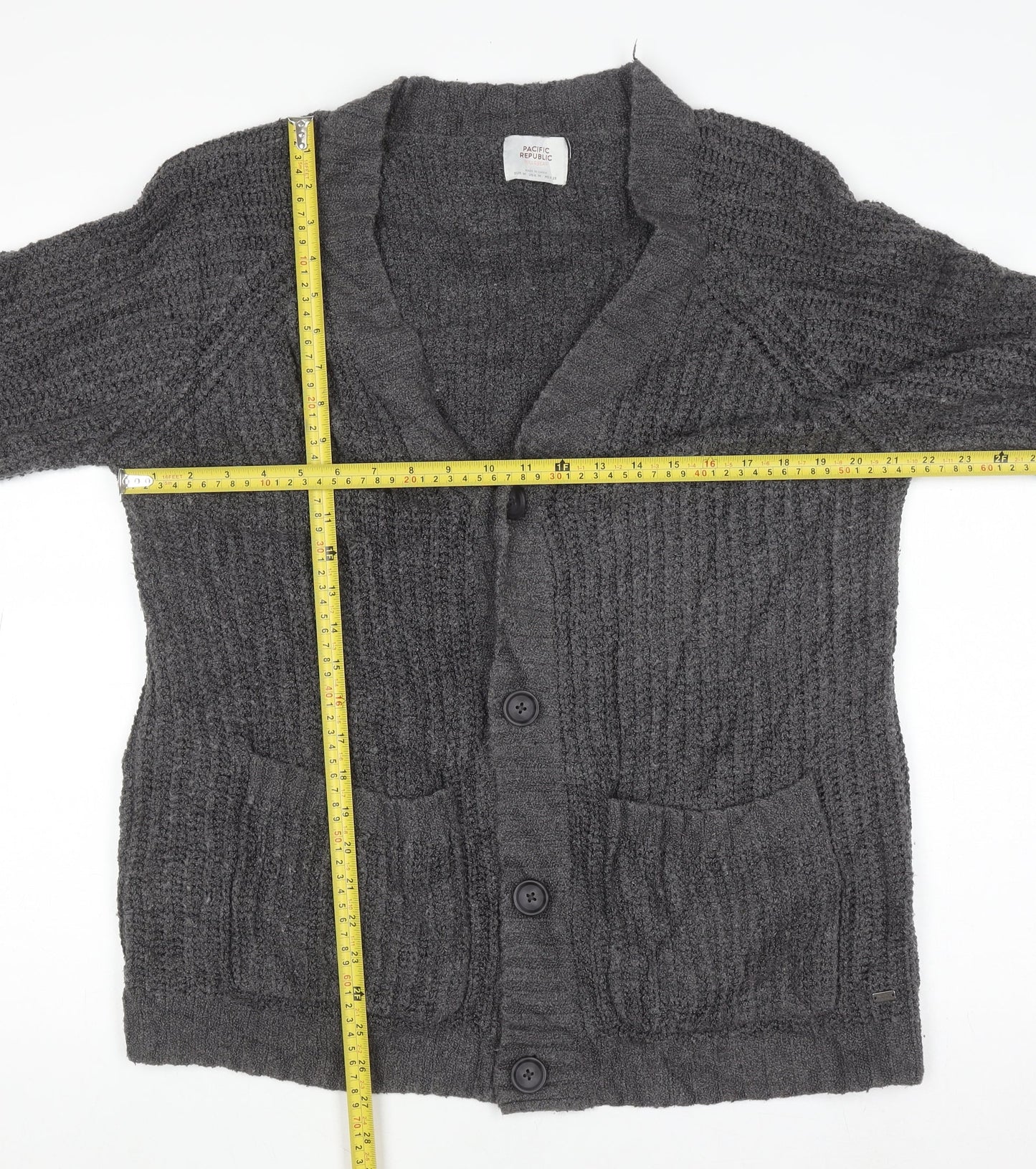 Pull & Bear Women’s Grey Chunky-Knit Cardigan Size 12