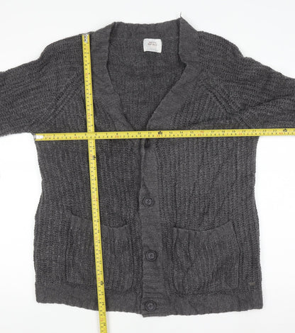 Pull & Bear Women’s Grey Chunky-Knit Cardigan Size 12