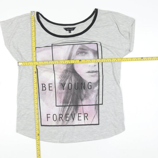 Womens UK Size 16 New Look Grey Basic T-Shirt
