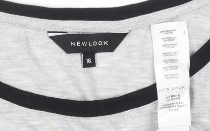 Womens UK Size 16 New Look Grey Basic T-Shirt