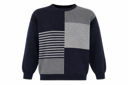 Marks and Spencer Men’s Grey Wool Blend Striped Crew Neck Jumper L