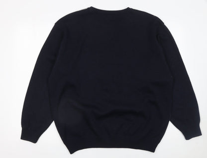 Marks and Spencer Men’s Grey Wool Blend Striped Crew Neck Jumper L