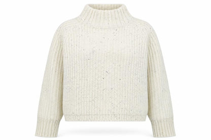 Front view of Silence + Noise women’s ivory roll neck chunky knit jumper, size S