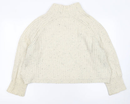 Silence + Noise Womens Ivory Roll Neck Chunky Knit Jumper Size S