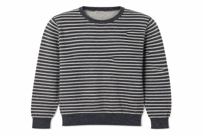 John Lewis Men's Blue Striped Cotton Crew Neck Jumper Size S