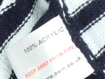 EWM Womens Blue Striped Open Cardigan Knitted Jumper Size S 10-12
