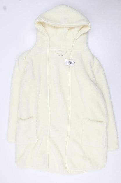 Matalan Women Ivory Fleece Hooded Robe Small Winter Nightwear