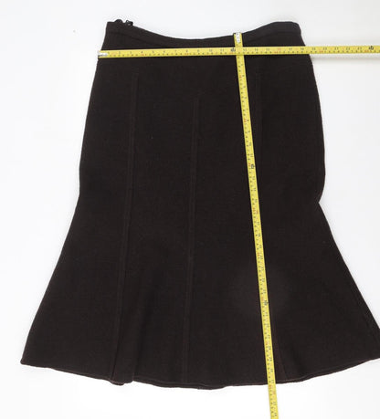 Madeleine Women Black Wool Flare Midi Skirt Size 18