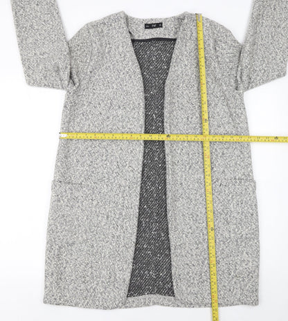 F&F Women’s Grey Longline Open Knit Cardigan UK 10