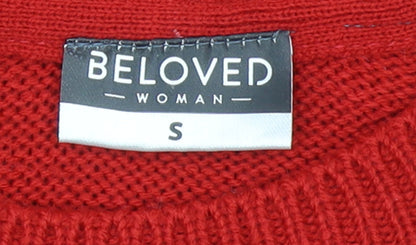 Beloved Women's Red Christmas Bear Sequin Knit Jumper Size S