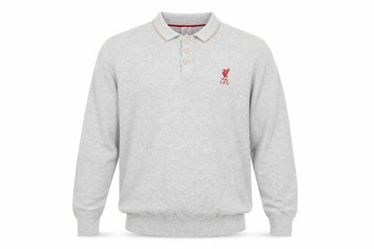 L.F.C. Men’s Grey Long Sleeve Cotton Polo Shirt Size L