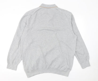 L.F.C. Men’s Grey Long Sleeve Cotton Polo Shirt Size L