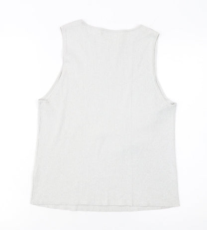 Marks and Spencer Womens Grey Knit Tank Top L Lightweight Viscose Blend