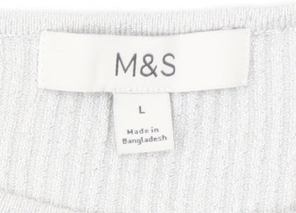 Marks and Spencer Womens Grey Knit Tank Top L Lightweight Viscose Blend
