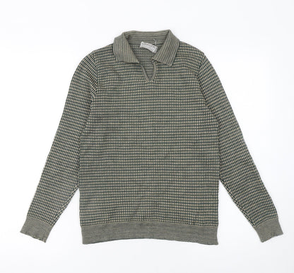 Jaeger Womens Green Collared Wool Pullover Jumper Size 10
