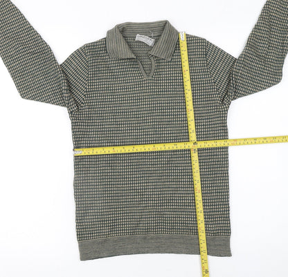 Jaeger Womens Green Collared Wool Pullover Jumper Size 10