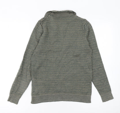 Jaeger Womens Green Collared Wool Pullover Jumper Size 10