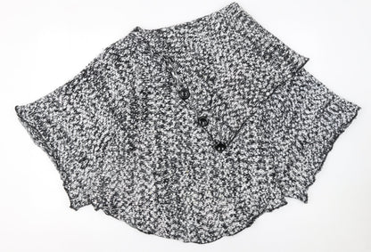 Mela Loves London Women's Black & White Knit Cape M/L Acrylic