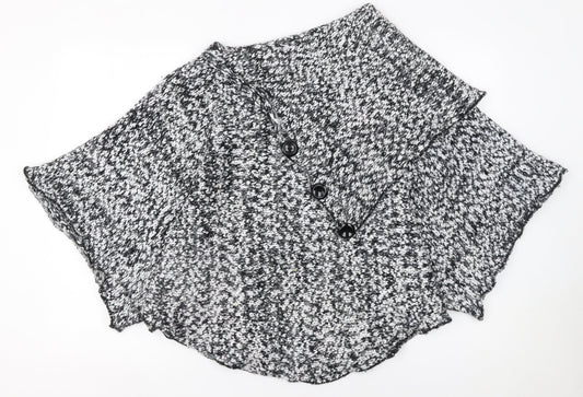 Mela Loves London Women's Black & White Knit Cape M/L Acrylic