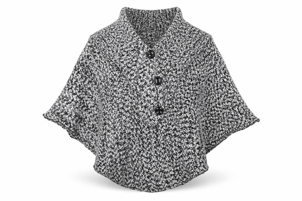 Mela Loves London Women's Black & White Knit Cape M/L Acrylic