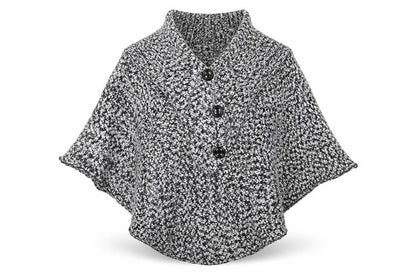 Mela Loves London Women's Black & White Knit Cape M/L Acrylic