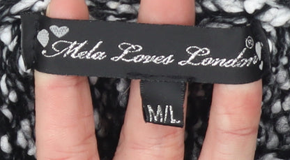 Mela Loves London Women's Black & White Knit Cape M/L Acrylic