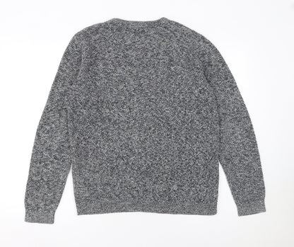 SELECTED HOMME Men's Grey Cotton Knit Crew Neck Jumper Size S