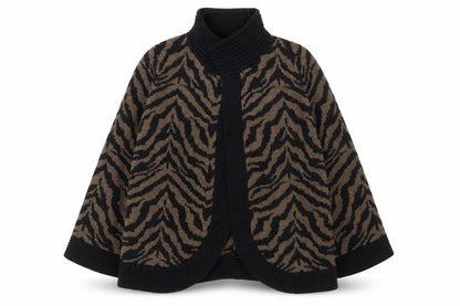 Marks and Spencer Women Brown Animal Print Cape Jumper Size 16 Acrylic Alpaca