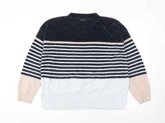 F&F Womens Multicoloured Striped Crew Neck Pullover Jumper Size 16