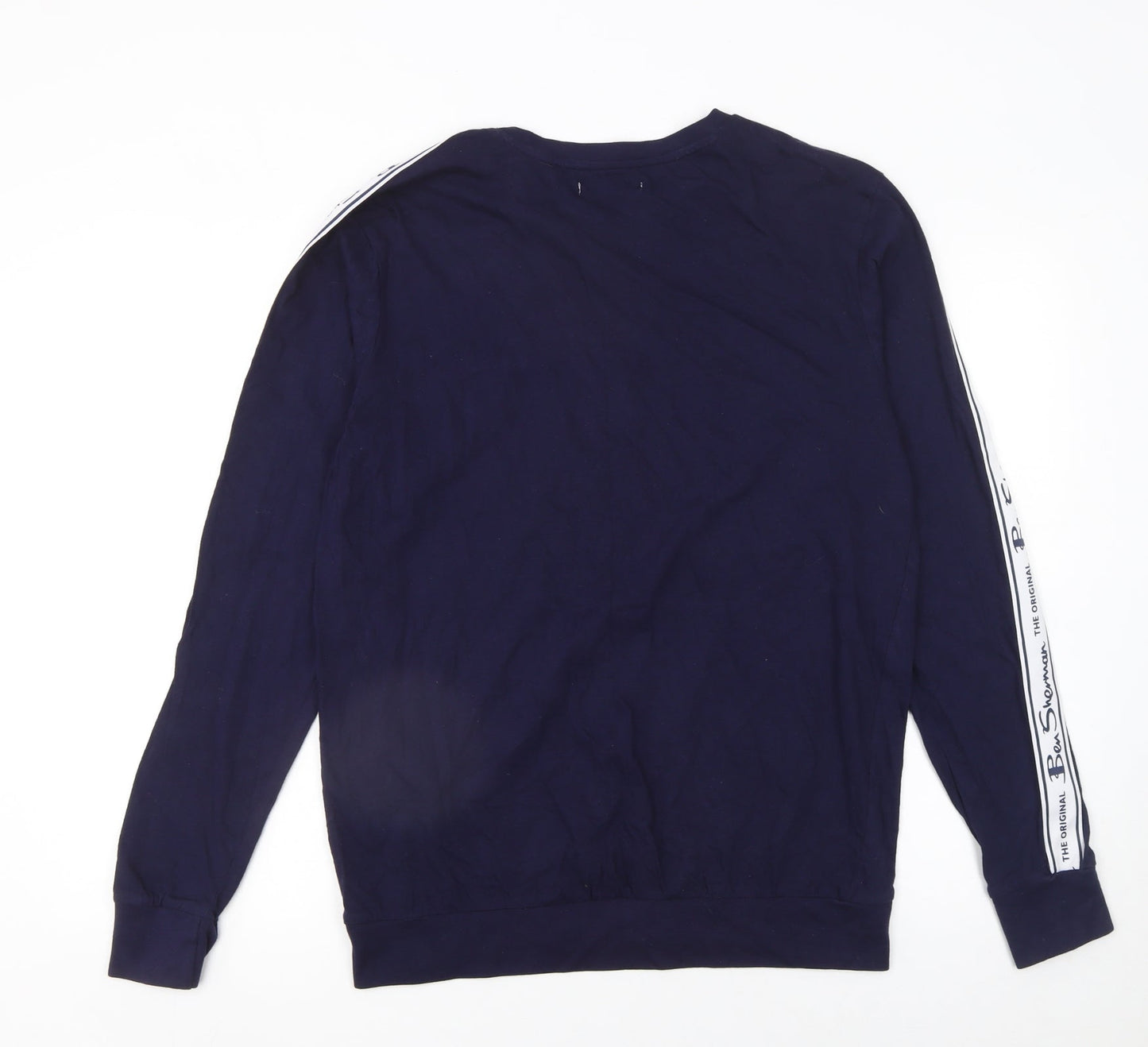 Ben Sherman Men's Blue Long Sleeve Logo Tape T-Shirt Size M