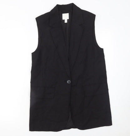 H&M Women Black XS Linen Blend Sleeveless Suit Waistcoat